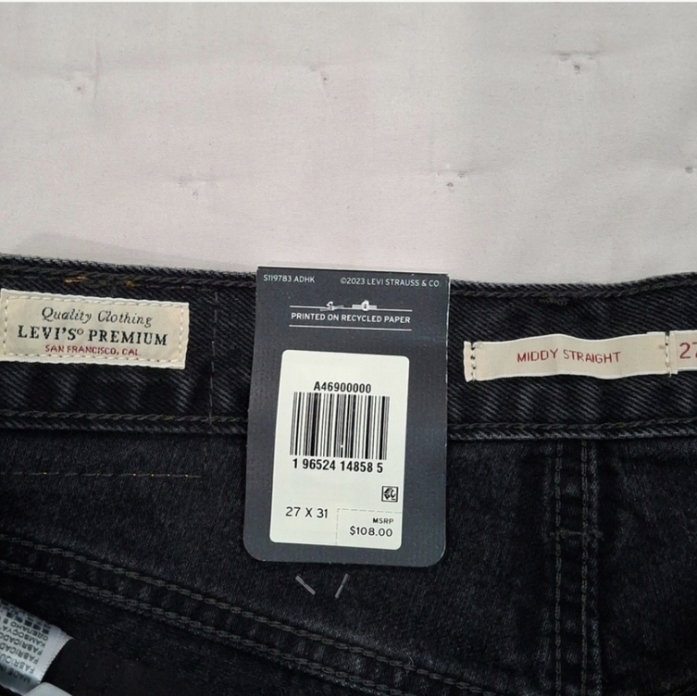 Levi's Premium Middy Straight In No Service Sz 27 Nwt - Picture 9 of 12